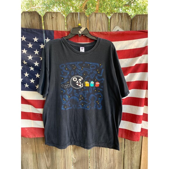 Vintage Y2K Pac - Man Super Mario XL Shirt Nintendo Black tee - Picture 1 of 8